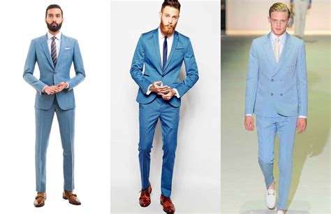 light blue suit brown shoes.